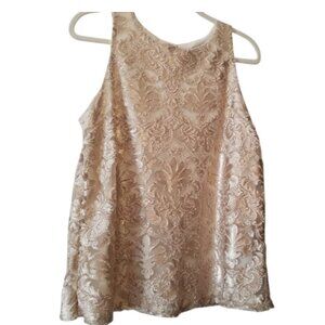 Evening by Eci New York Gold Champagne Blouse, Size M, NWT